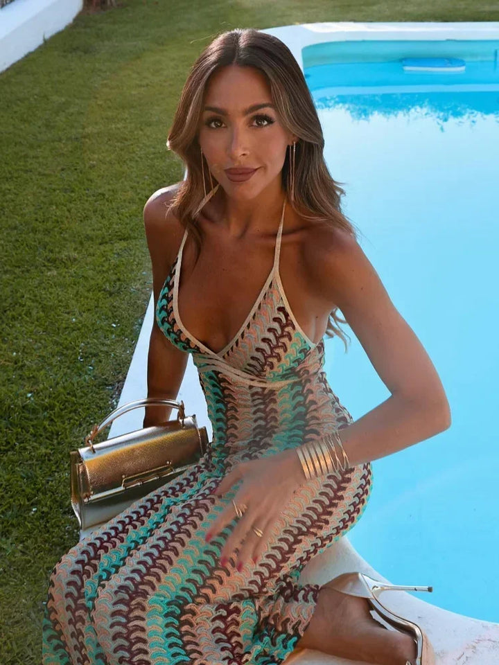 Vestido maxi mujer multicolor con tirantes