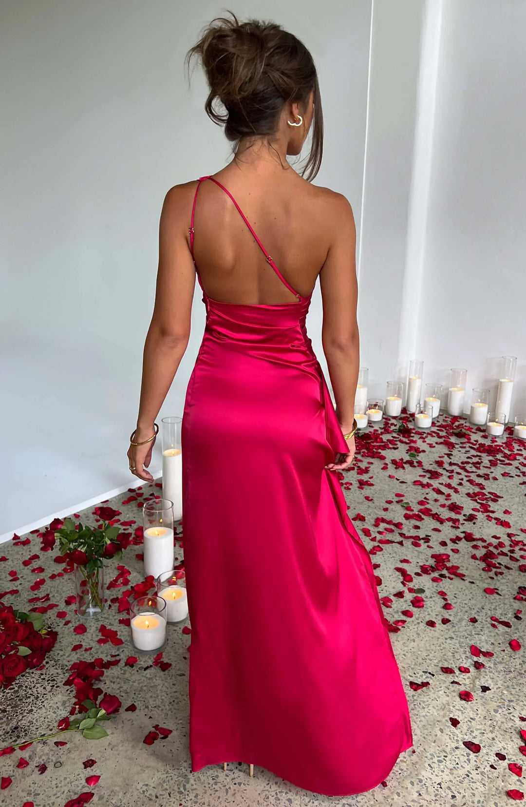 Vestido maxi mujer negro asimétrico