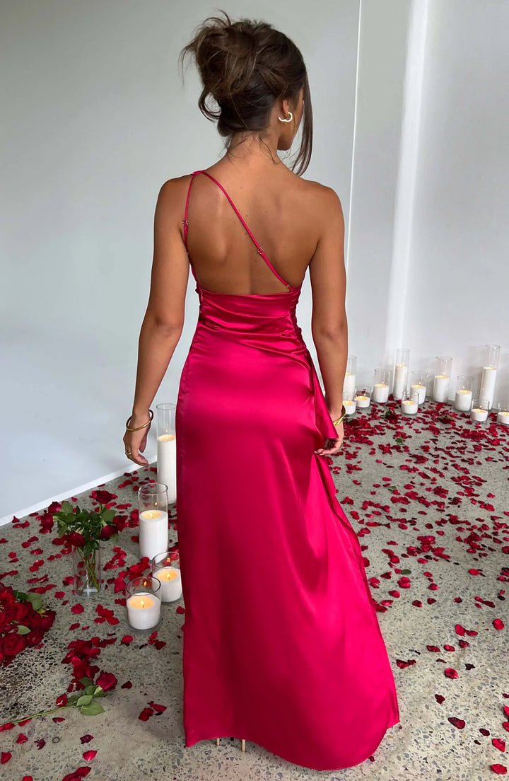 Vestido maxi mujer negro asimétrico