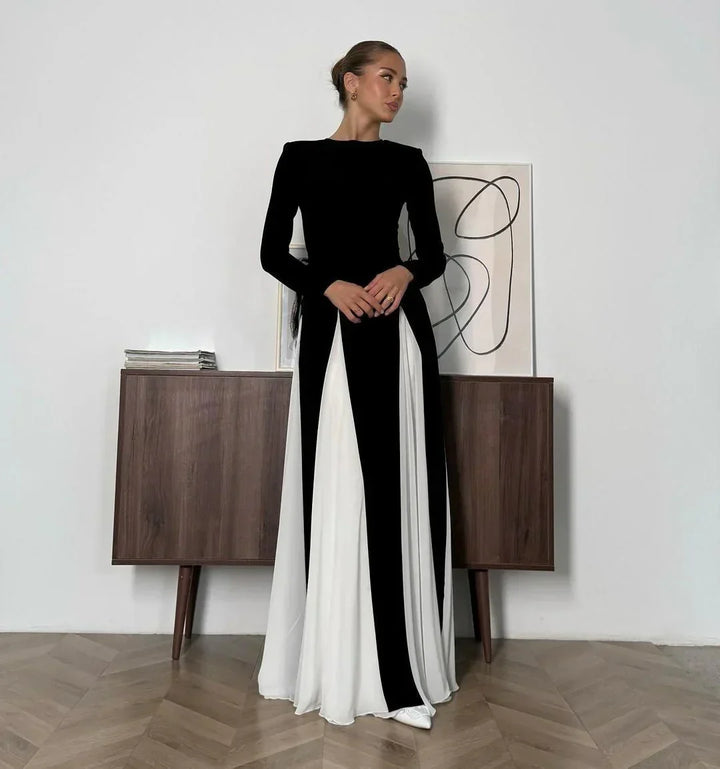 Vestido Maxi plisado negro para mujer
