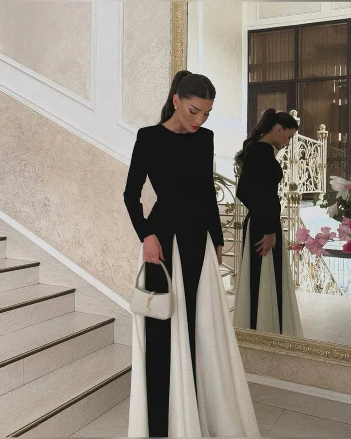 Vestido Maxi plisado negro para mujer