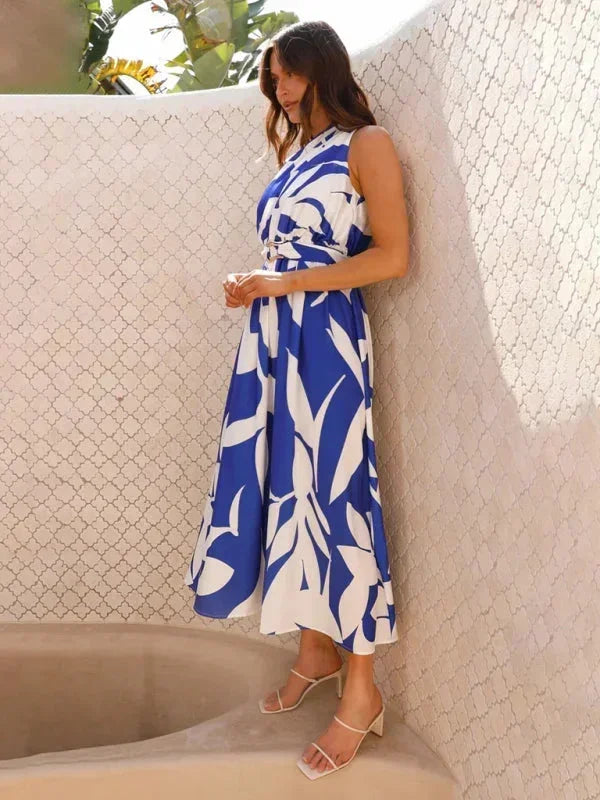 Vestido maxi de una sola manga para mujer con cinturón