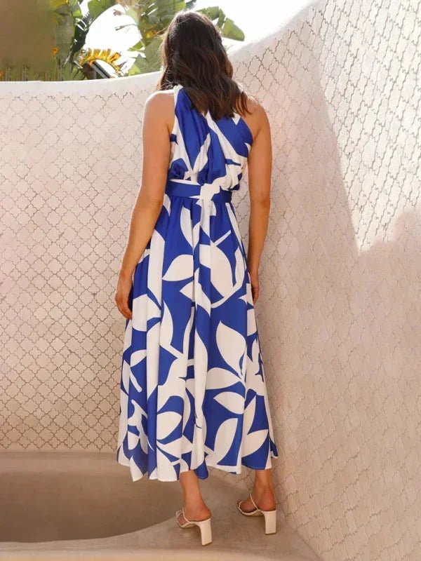 Vestido maxi de una sola manga para mujer con cinturón