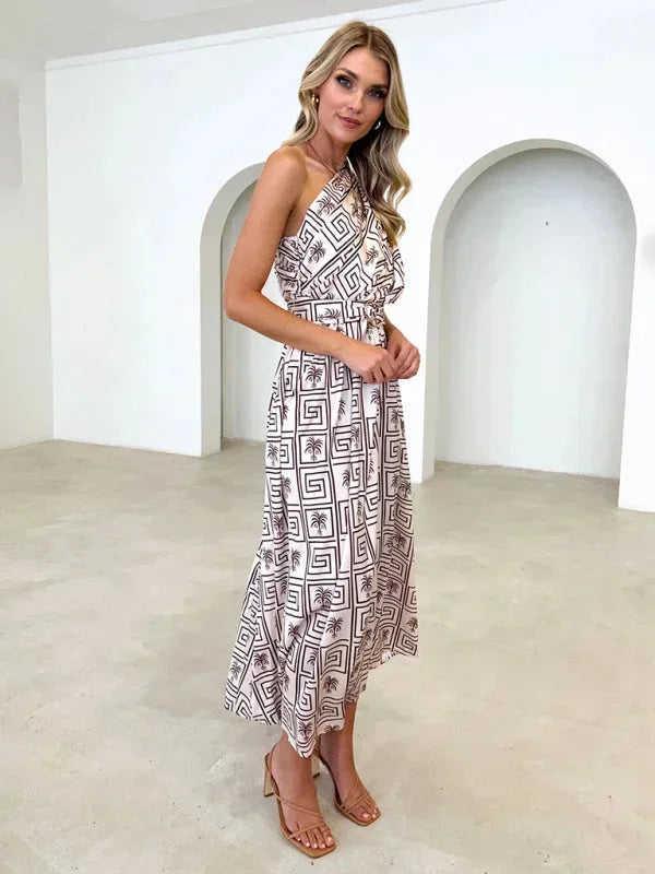 Vestido maxi de una sola manga para mujer con cinturón