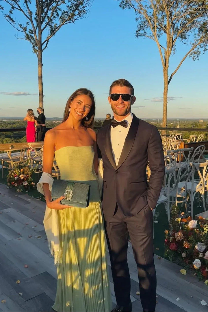 Vestido Maxi plisado verde para mujer