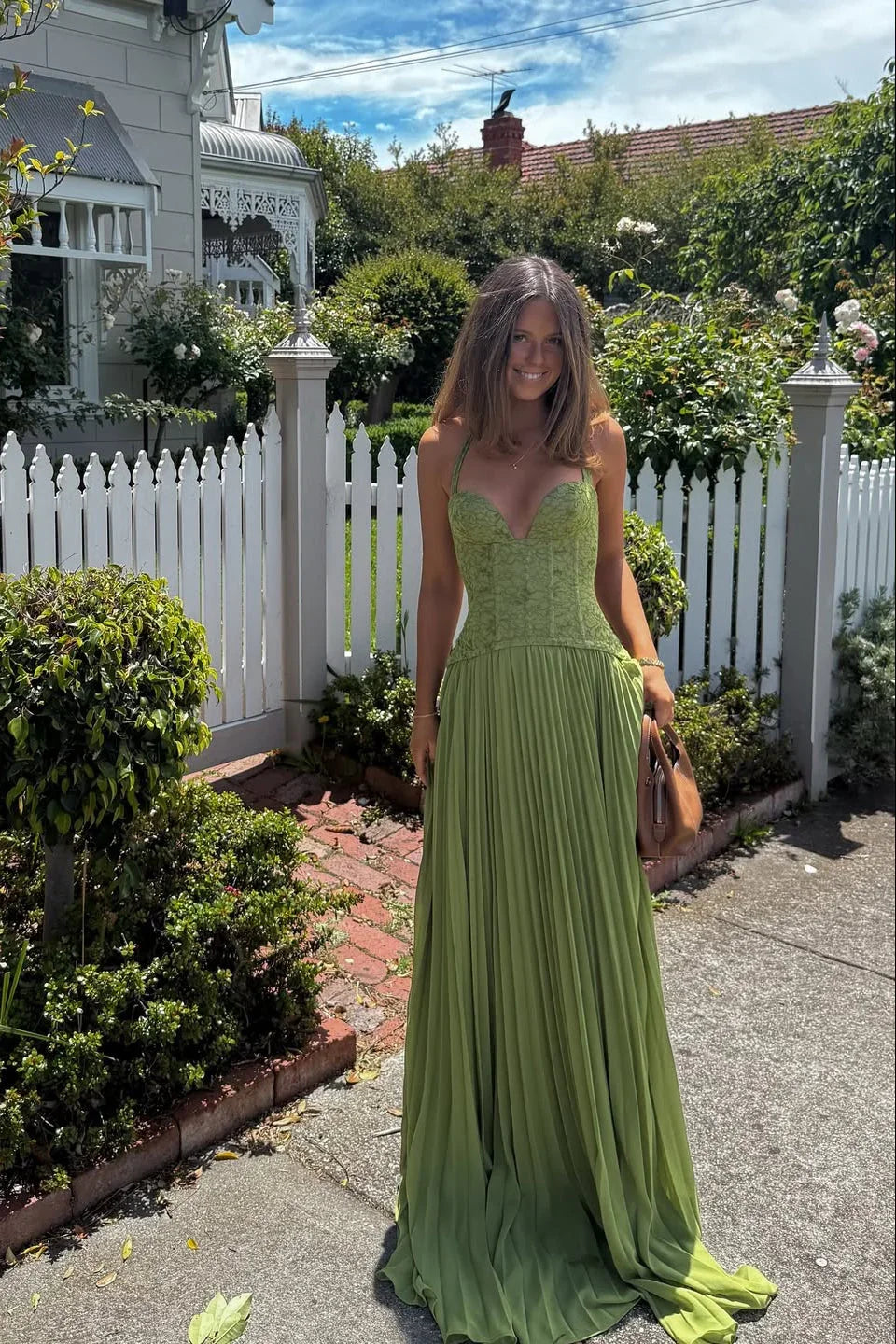 Esmeralda | Vestido largo plisado tipo corsé