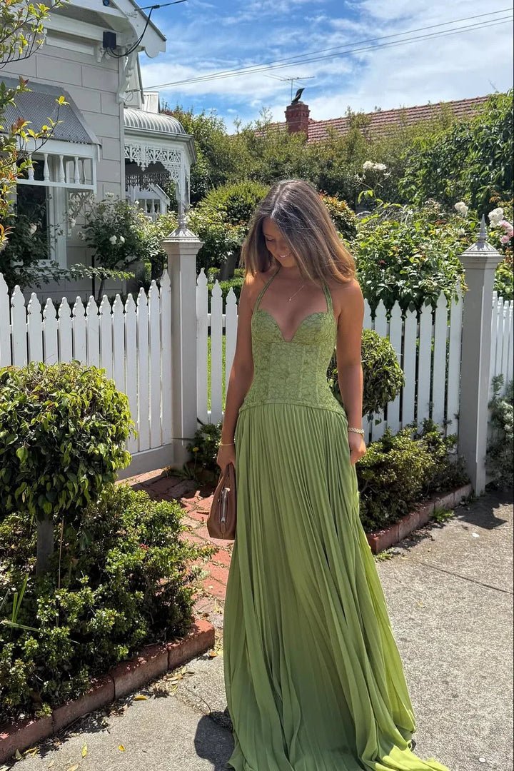 Esmeralda | Vestido largo plisado tipo corsé