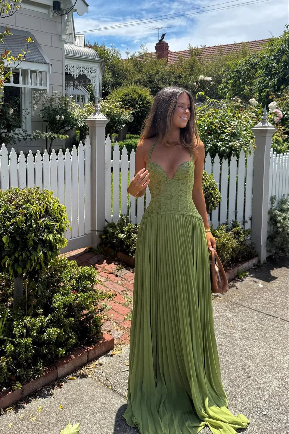 Esmeralda | Vestido largo plisado tipo corsé