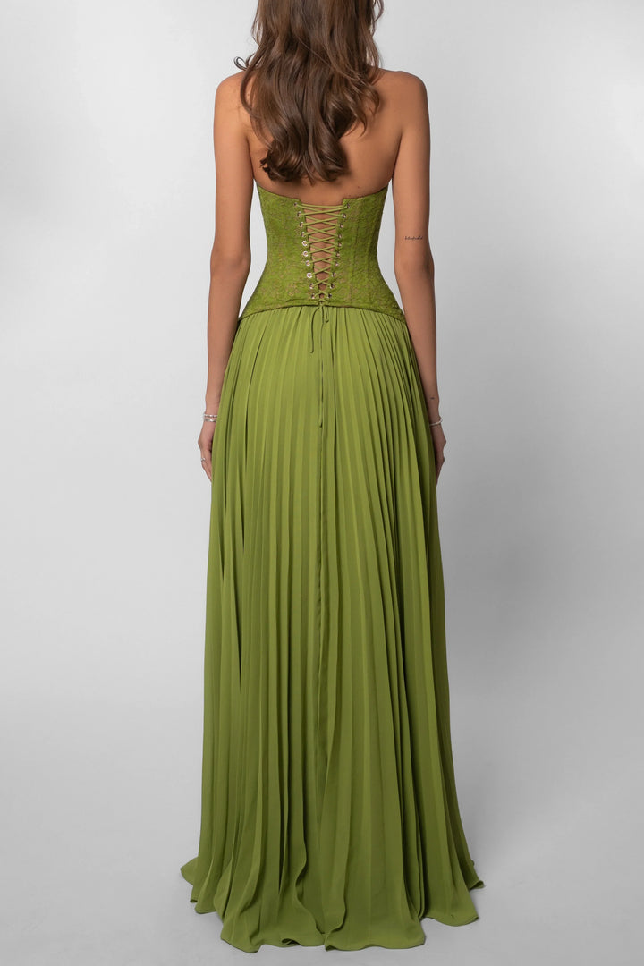 Esmeralda | Vestido largo plisado tipo corsé