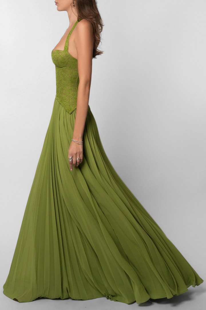Esmeralda | Vestido largo plisado tipo corsé