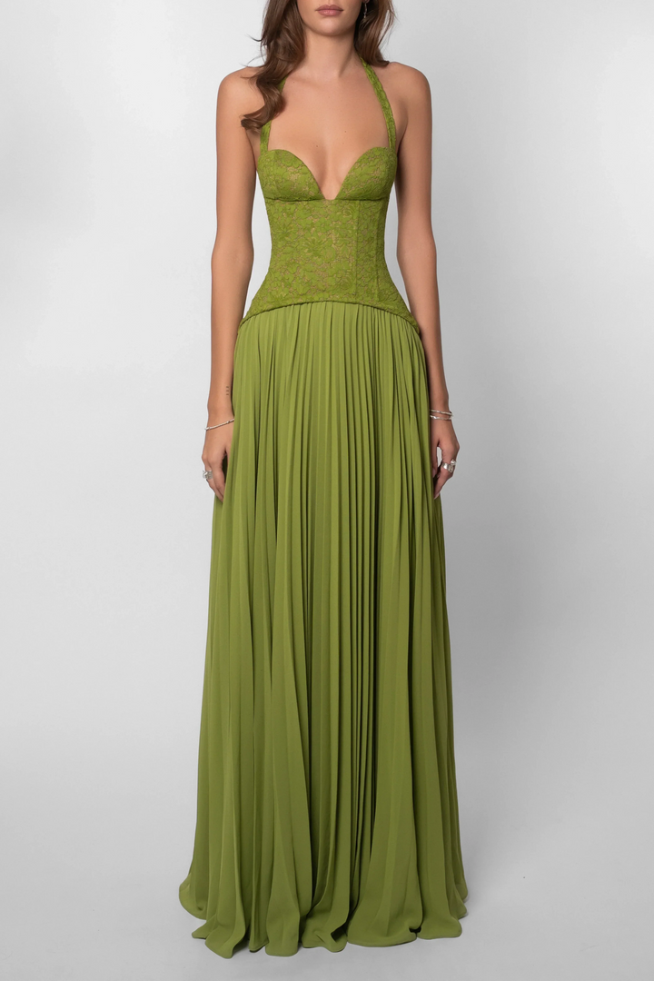 Esmeralda | Vestido largo plisado tipo corsé