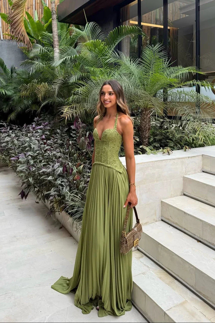 Esmeralda | Vestido largo plisado tipo corsé