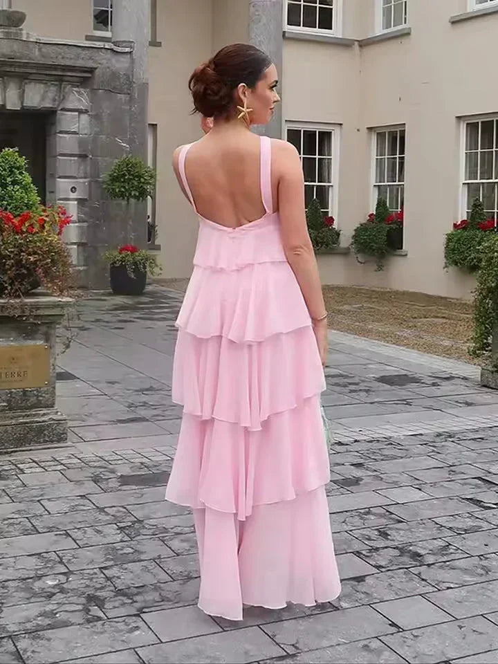 Vestido Maxi con Volantes y Lazos para Mujer