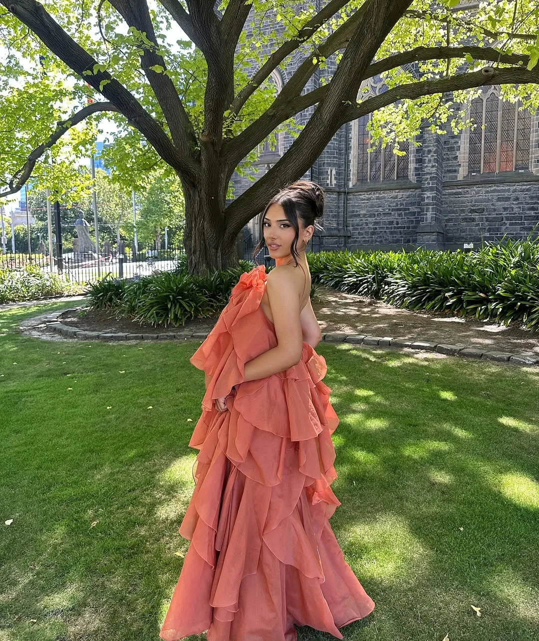 Vestido maxi con volantes para mujeres