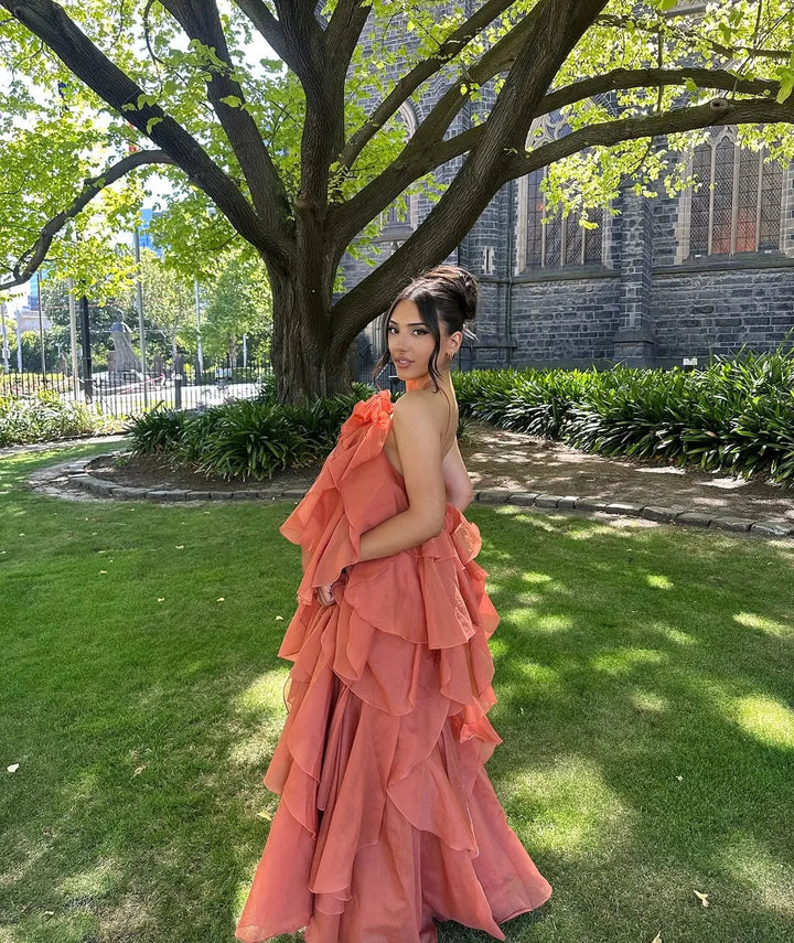 Vestido maxi con volantes para mujeres