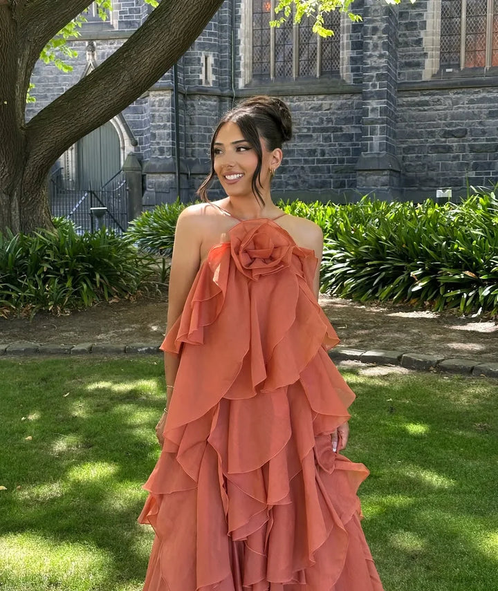Vestido maxi con volantes para mujeres