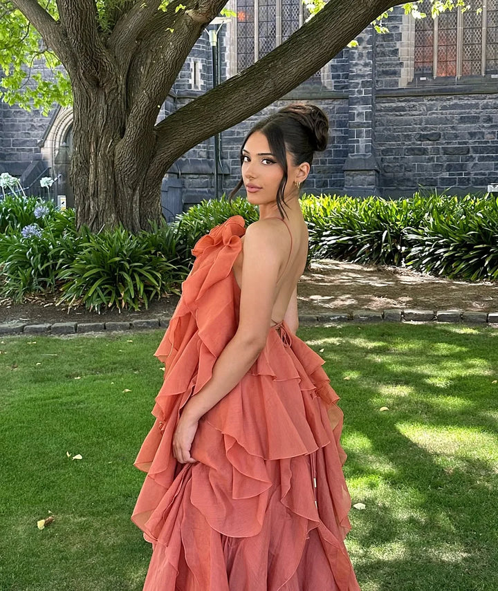 Vestido maxi con volantes para mujeres