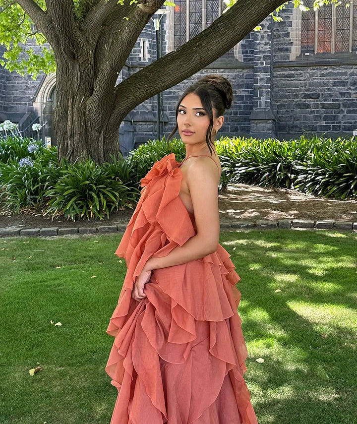Vestido maxi con volantes para mujeres