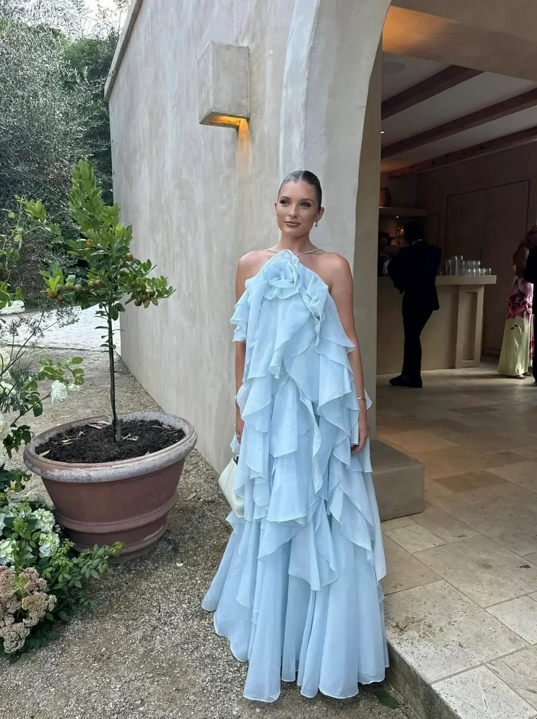 Vestido maxi con volantes para mujeres