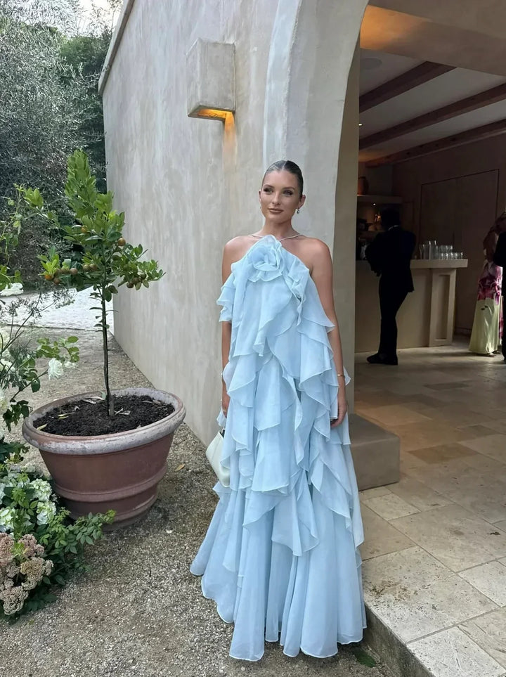 Vestido maxi con volantes para mujeres