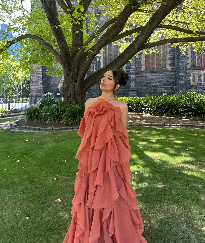 Vestido maxi con volantes para mujeres