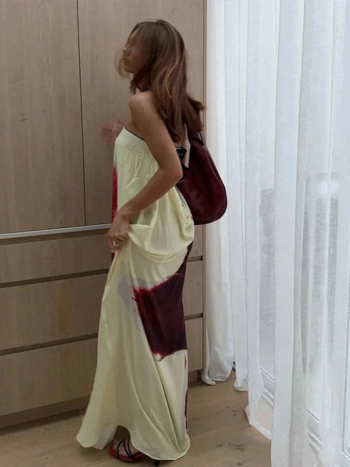 Vestido maxi de verano con estampado floral para mujeres con tirantes finos