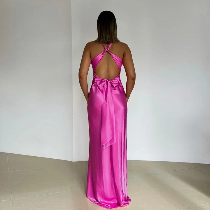 Vestido maxi para mujeres con escote cruzado y espalda descubierta