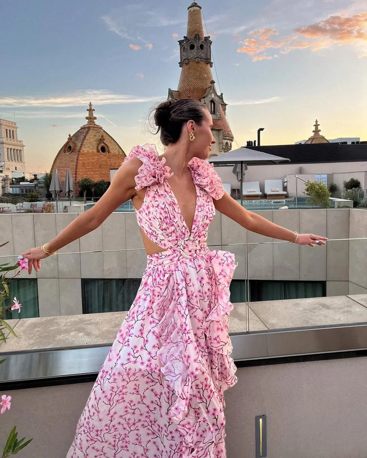 Vestido Maxi floral sin mangas para mujeres
