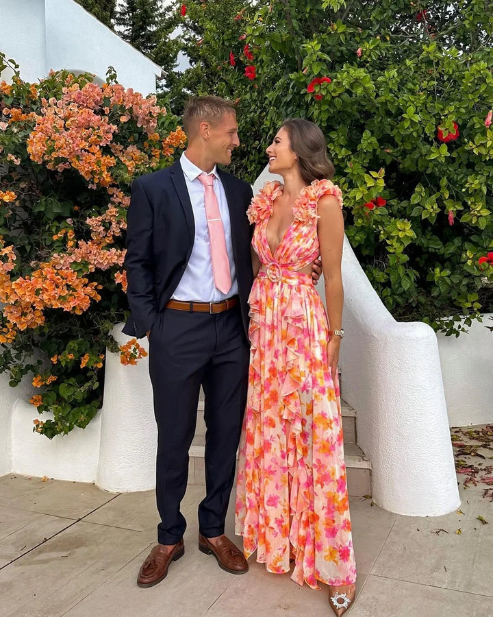 Vestido Maxi floral sin mangas para mujeres