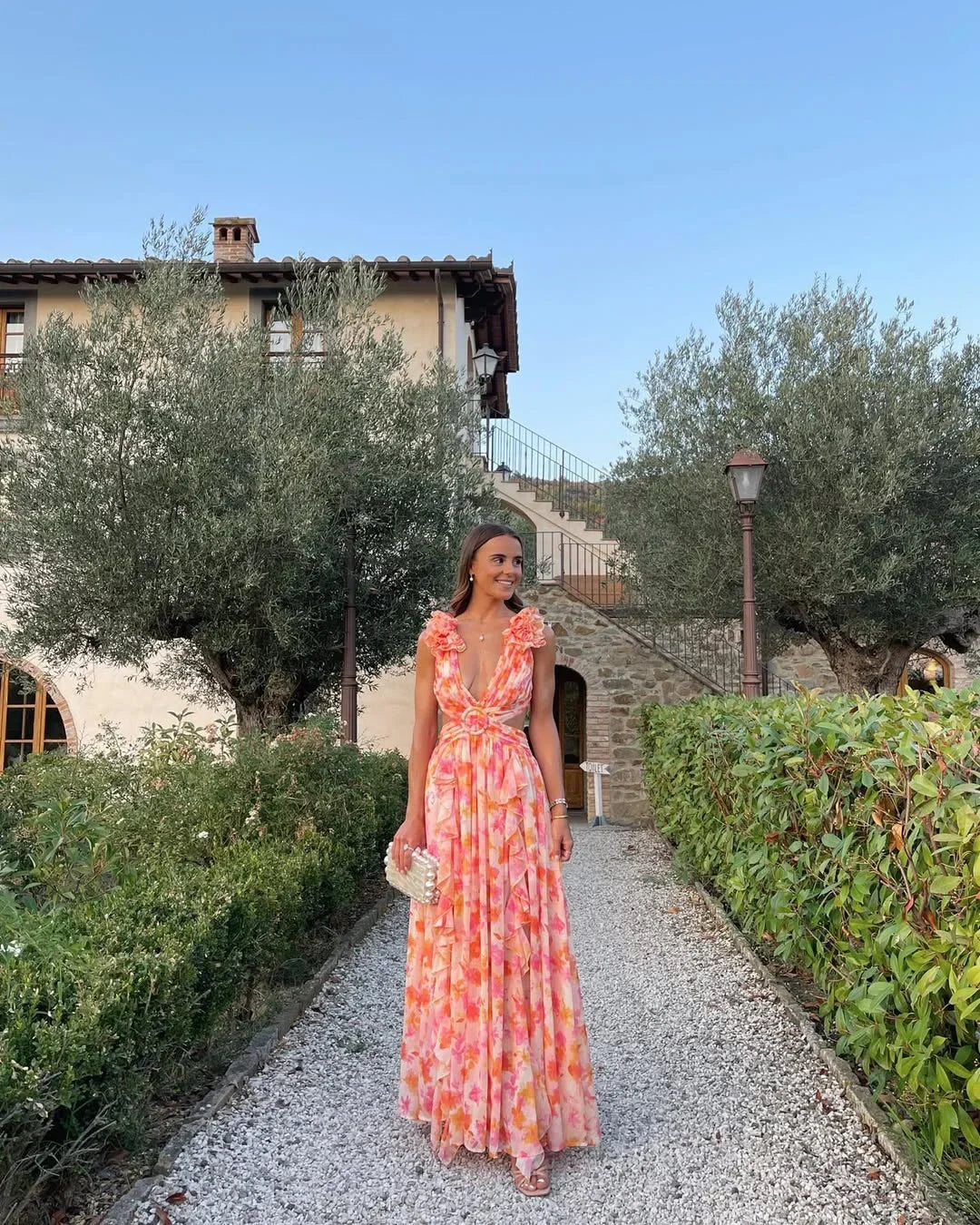 Vestido Maxi floral sin mangas para mujeres