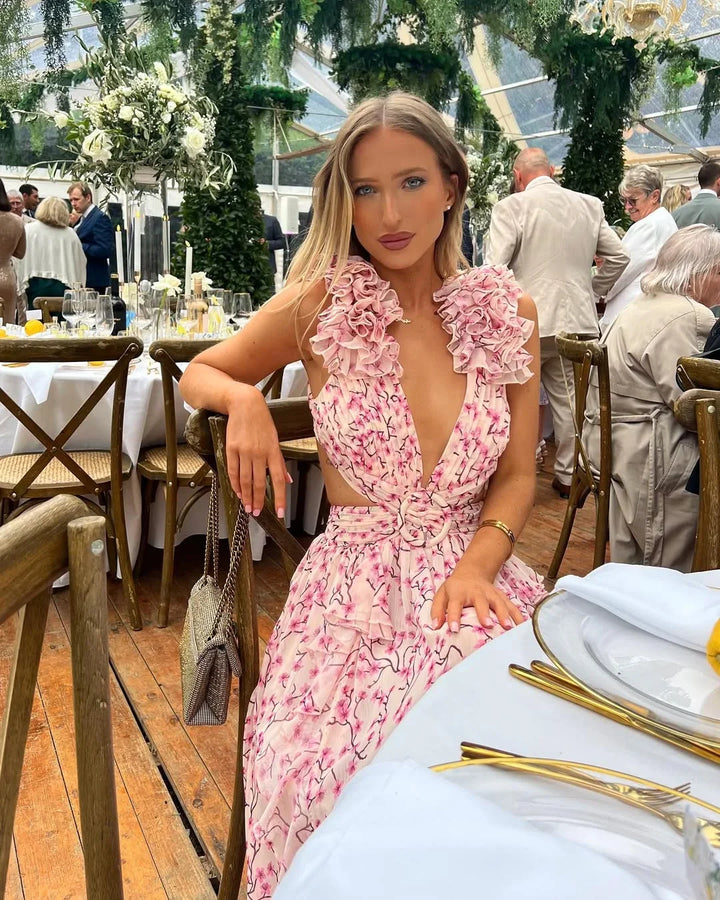 Vestido Maxi floral sin mangas para mujeres