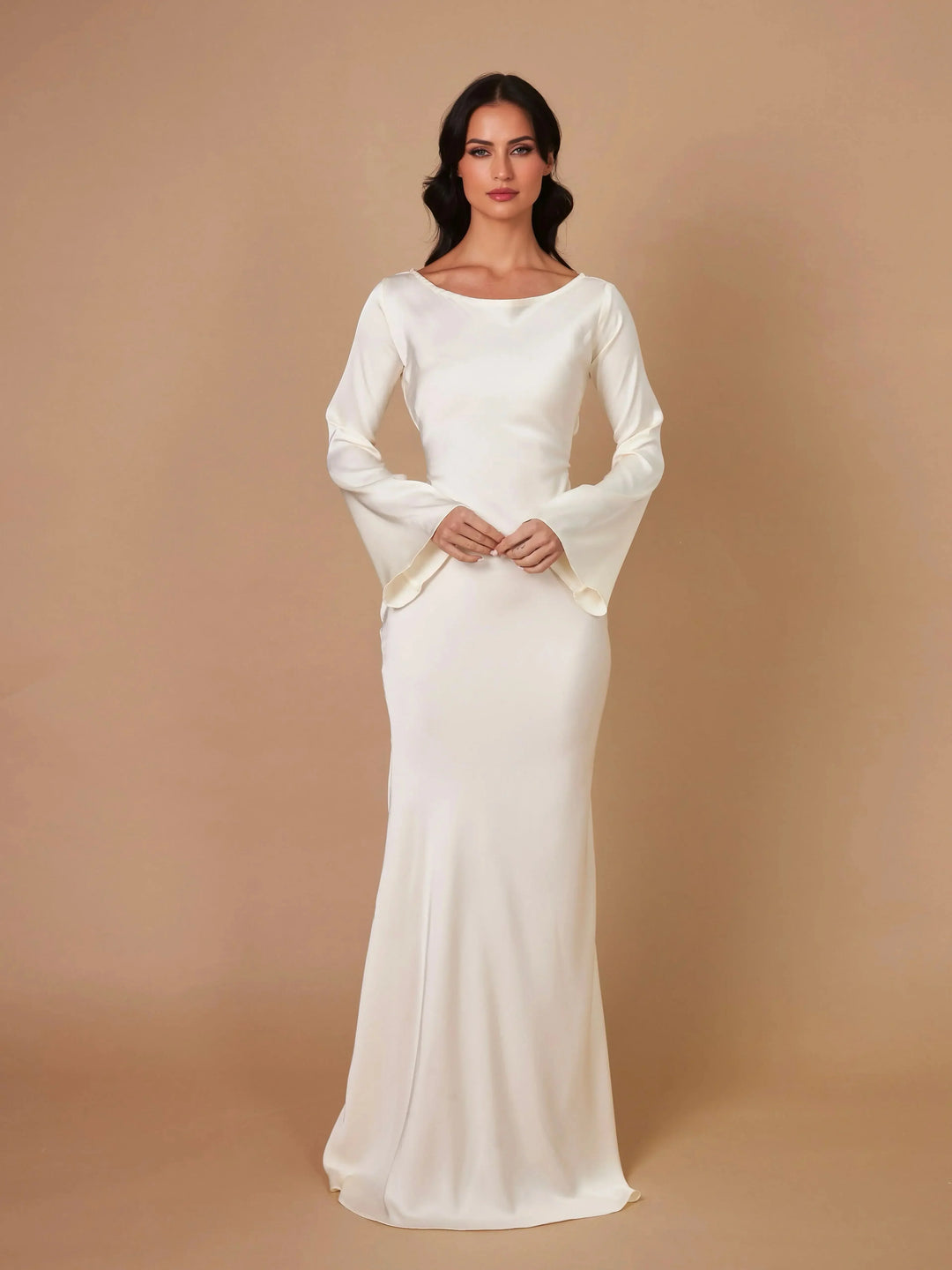 Vestido maxi de mujer con mangas largas para invitada de boda