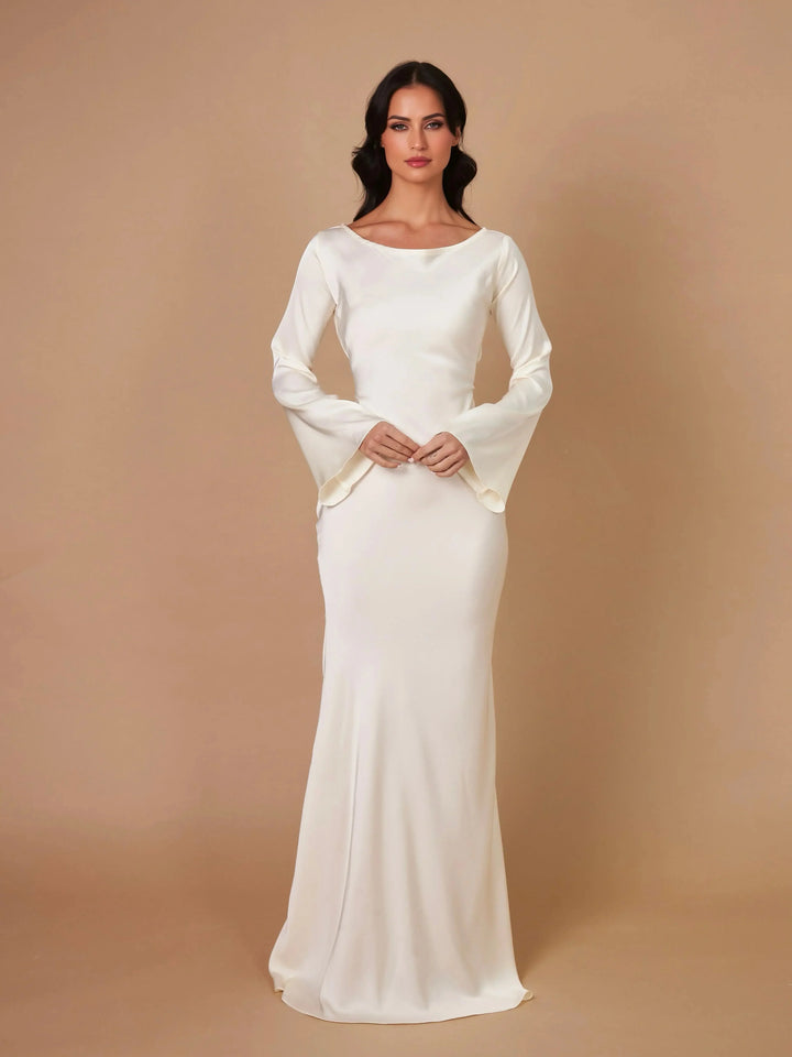 Vestido maxi de mujer con mangas largas para invitada de boda
