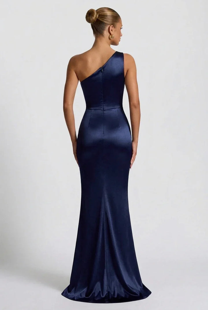 Vestido maxi de satén con abertura para mujeres