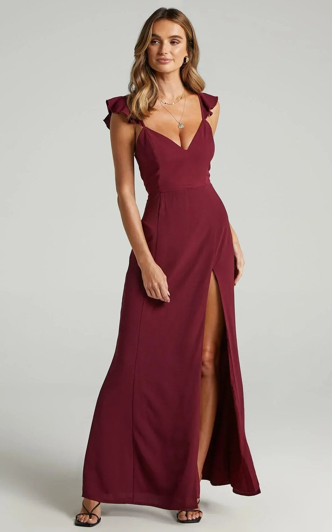 Vestido Maxi de Noche con Hombro Atado y Abertura