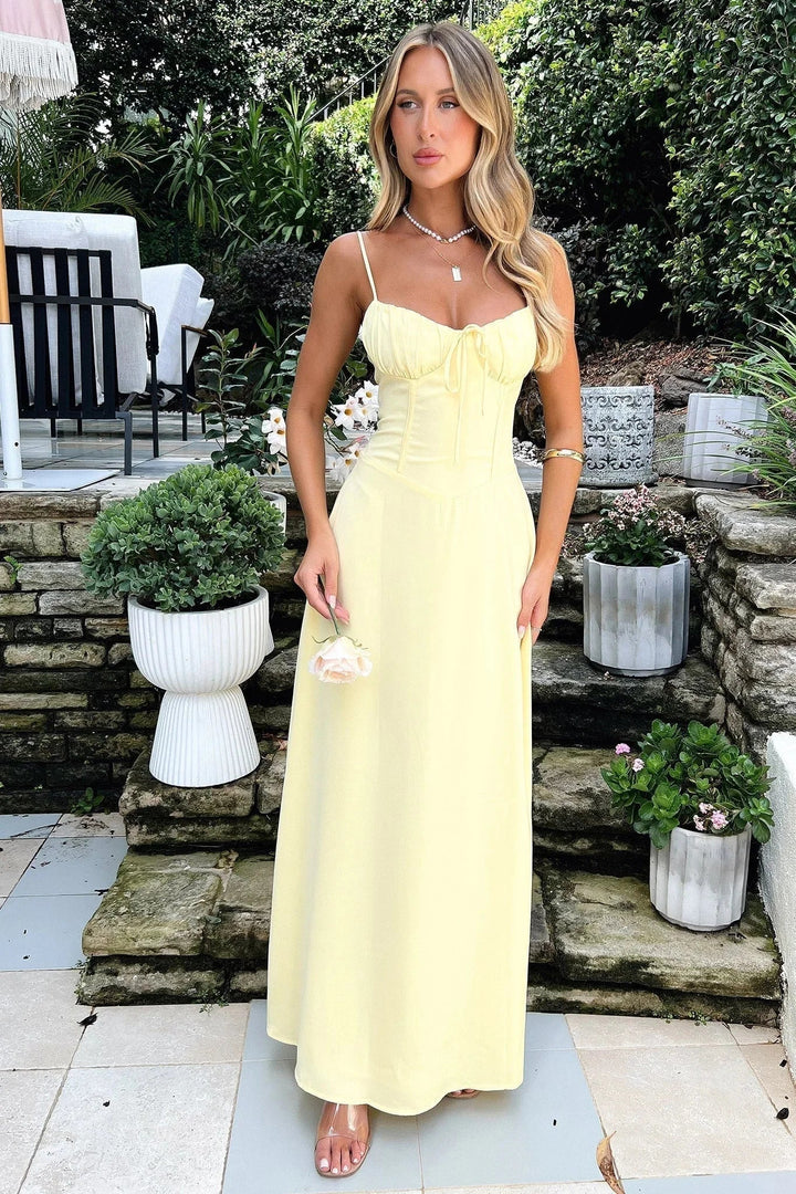 Vestido Maxi sin mangas con fruncidos y tirantes ajustables
