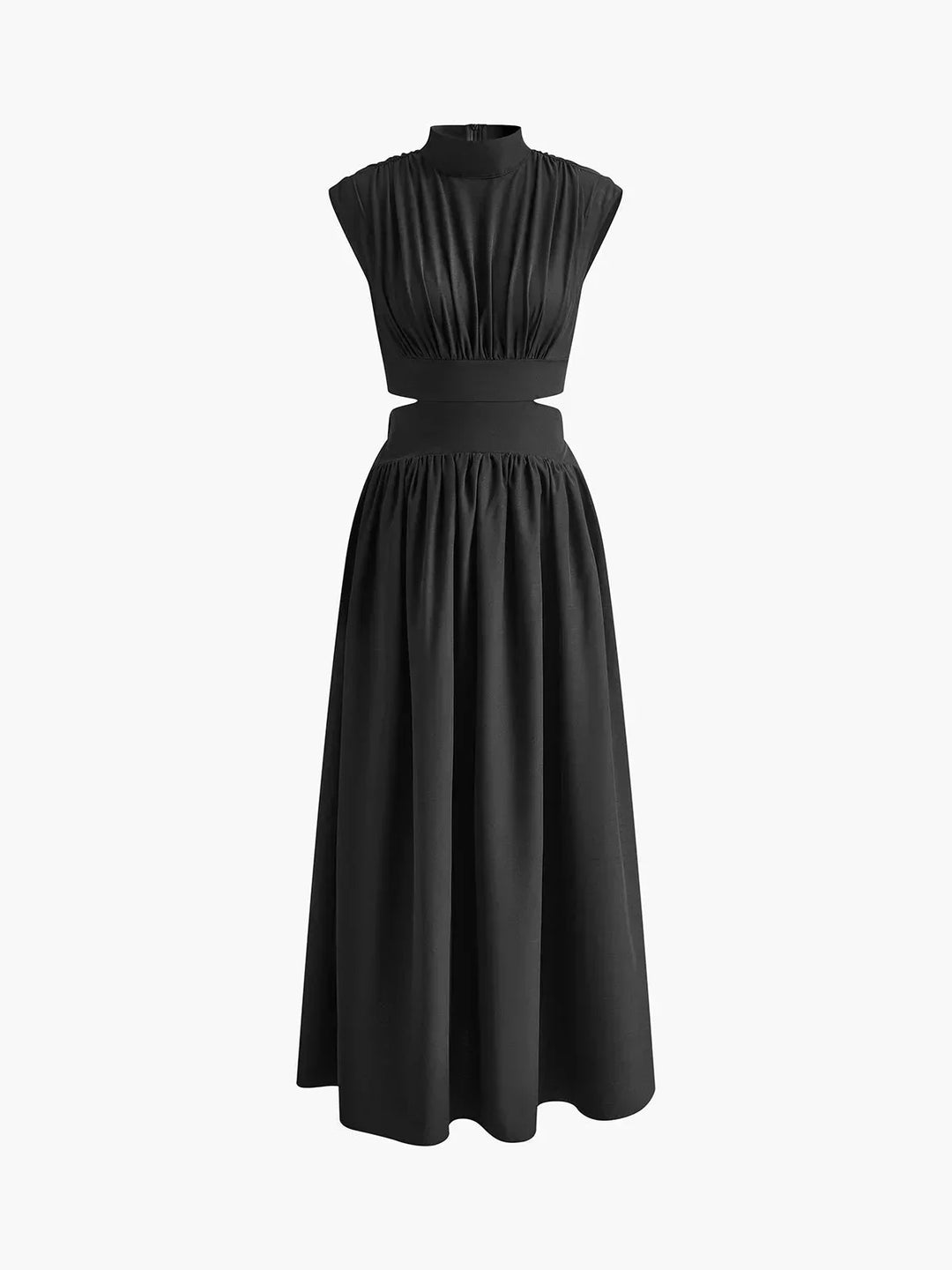 Vestido maxi de verano para mujer con cuello alto y cortes