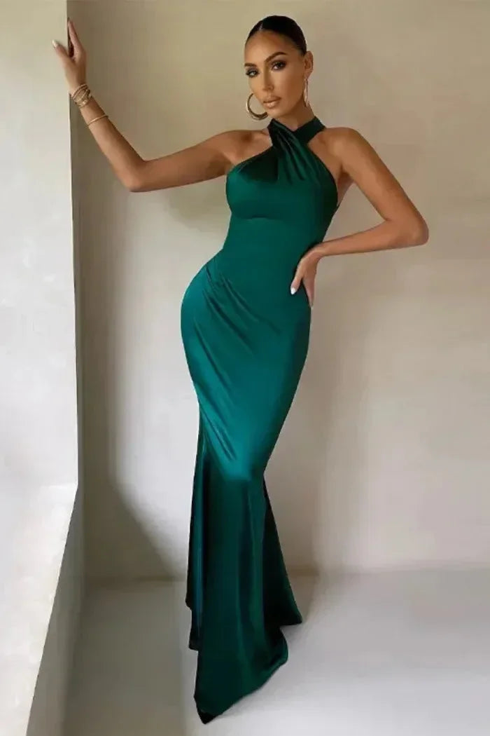 Vestido maxi de mujer con escote cruzado y silueta ajustada