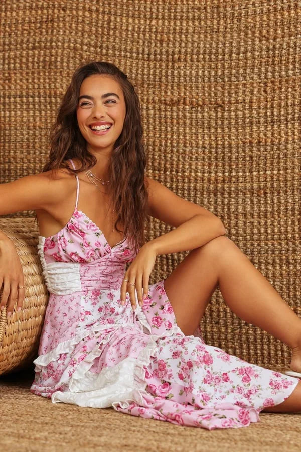 Vestido maxi de patchwork de verano para mujeres con tirantes finos