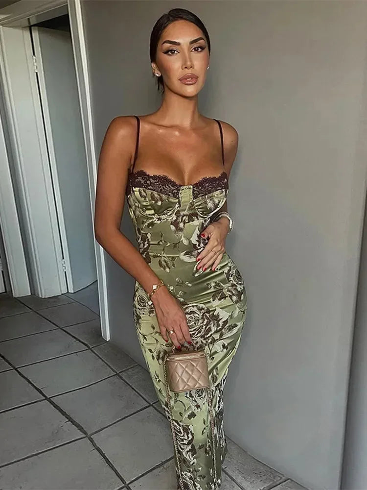 Vestido Midi Sin Tirantes con Flores para Mujeres
