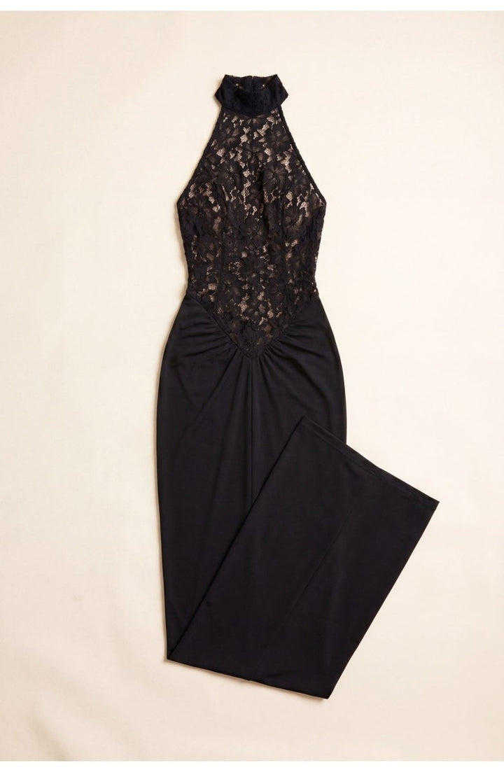 Vestido Maxi de Encaje Negro para Invitadas de Boda