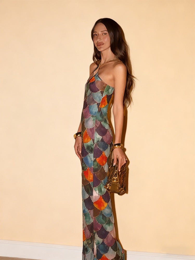Vestido Maxi Elegante Sin Tirantes con Patrón