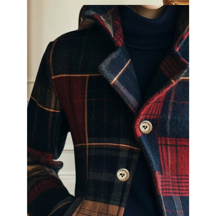 Mia | Chaqueta corta de cuadros para mujer, con bolsillos y botones